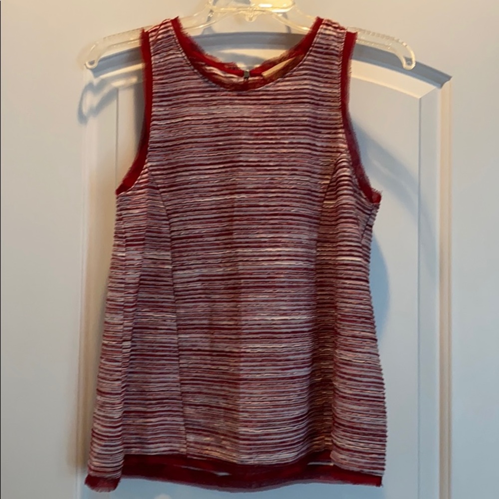 Anthropologie maroon and white tank NWT small CP